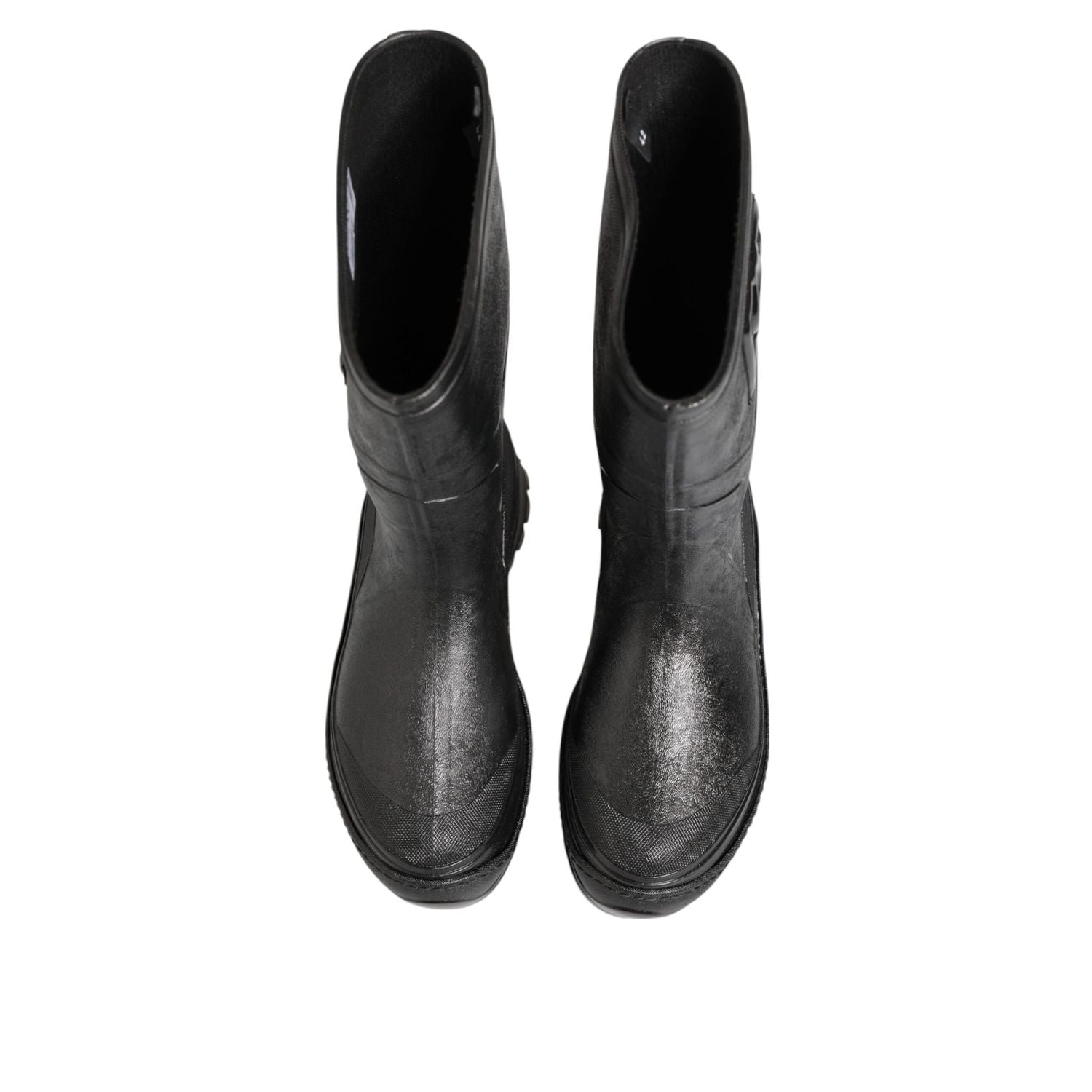 Dolce & Gabbana Metallic Black Pull On Rain Boots Men Shoes