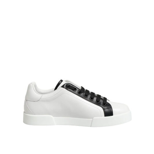Dolce & Gabbana Black White Leather Portofino Sneaker Shoes MV7886-41.5