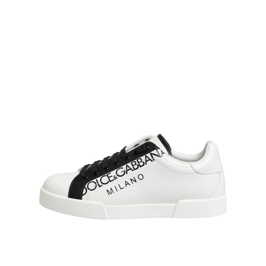 Dolce & Gabbana Black White Leather Portofino Sneaker Shoes MV7886-41.5