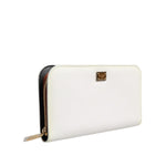 Dolce & Gabbana White Leather Logo Plaque Zip Around Continental Wallet BAG4553