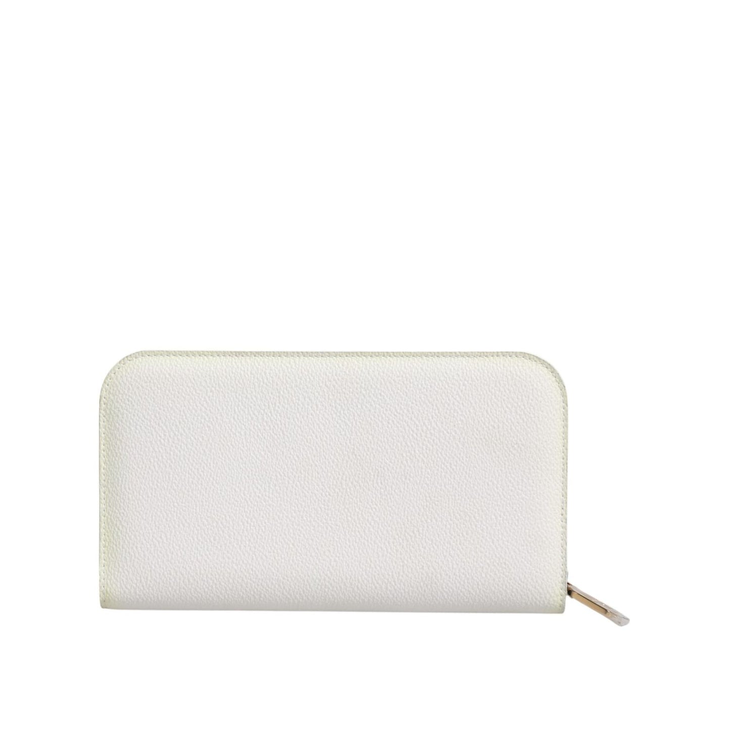 Dolce & Gabbana White Leather Logo Plaque Zip Around Continental Wallet BAG4553