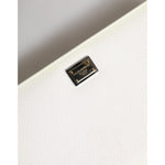 Dolce & Gabbana White Leather Logo Plaque Zip Around Continental Wallet BAG4553