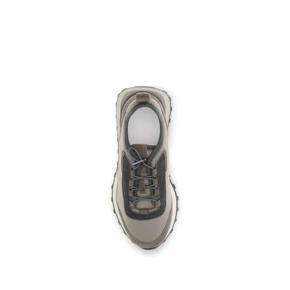 Top view of Brunello Cucinelli Brown Leather Athletic Sneakers with drawstring closure and TPU rubber tread.