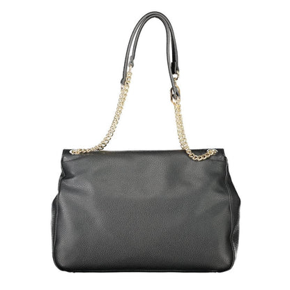 Twinset Black Polyethylene Women Handbag with chic chain handles and sleek snap closure, perfect for adding luxury to any ensemble.
