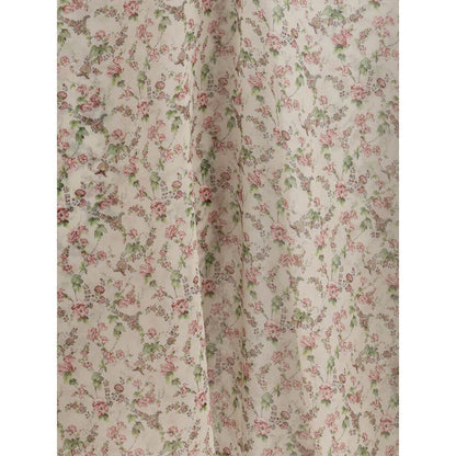 Close-up of floral print on Kristina Ti Multicolor Silk Pattern Shirt.