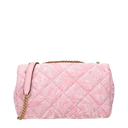 Versace Pink Fabric Shoulder Bag with quilted design and gold chain strap, MPN 10133521A159111P56V, code F84028.