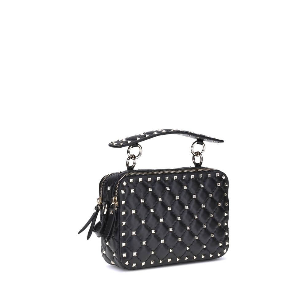 Valentino Garavani Black Lamb Ovis Aries Aries Shoulder Bag with Rockstud and quilted design