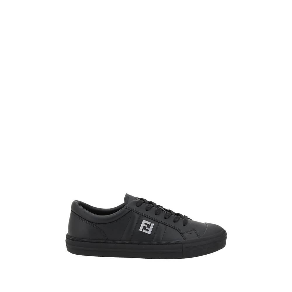 Fendi Black Calf Leather Bos Taurus Athletic Sneakers