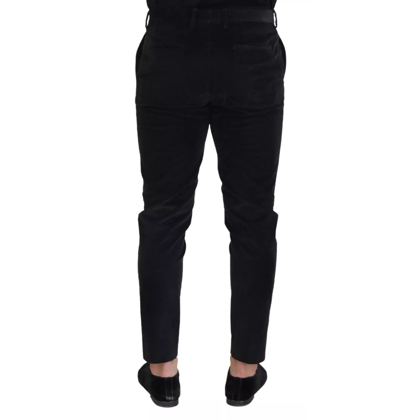 Dolce & Gabbana Black Stretch Cotton Slim Trousers Chino Pants