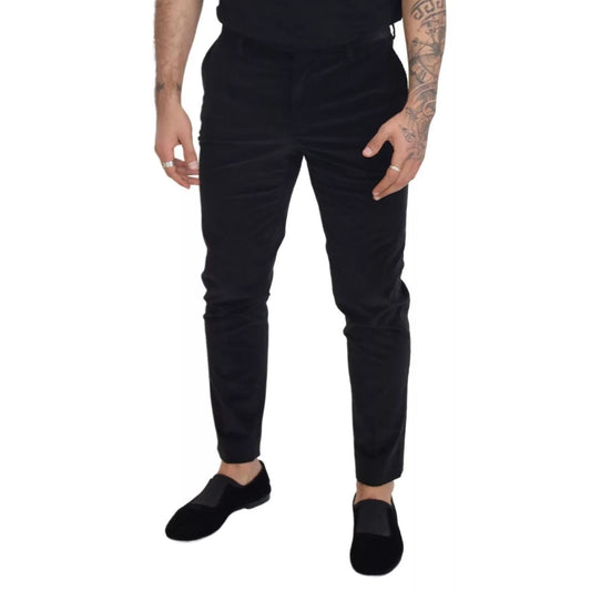 Dolce & Gabbana Black Stretch Cotton Slim Trousers Chino Pants
