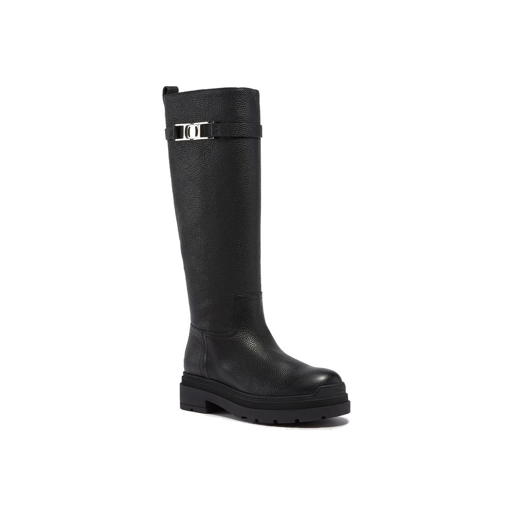 Salvatore Ferragamo Black Calfskin Lace-Up Boots