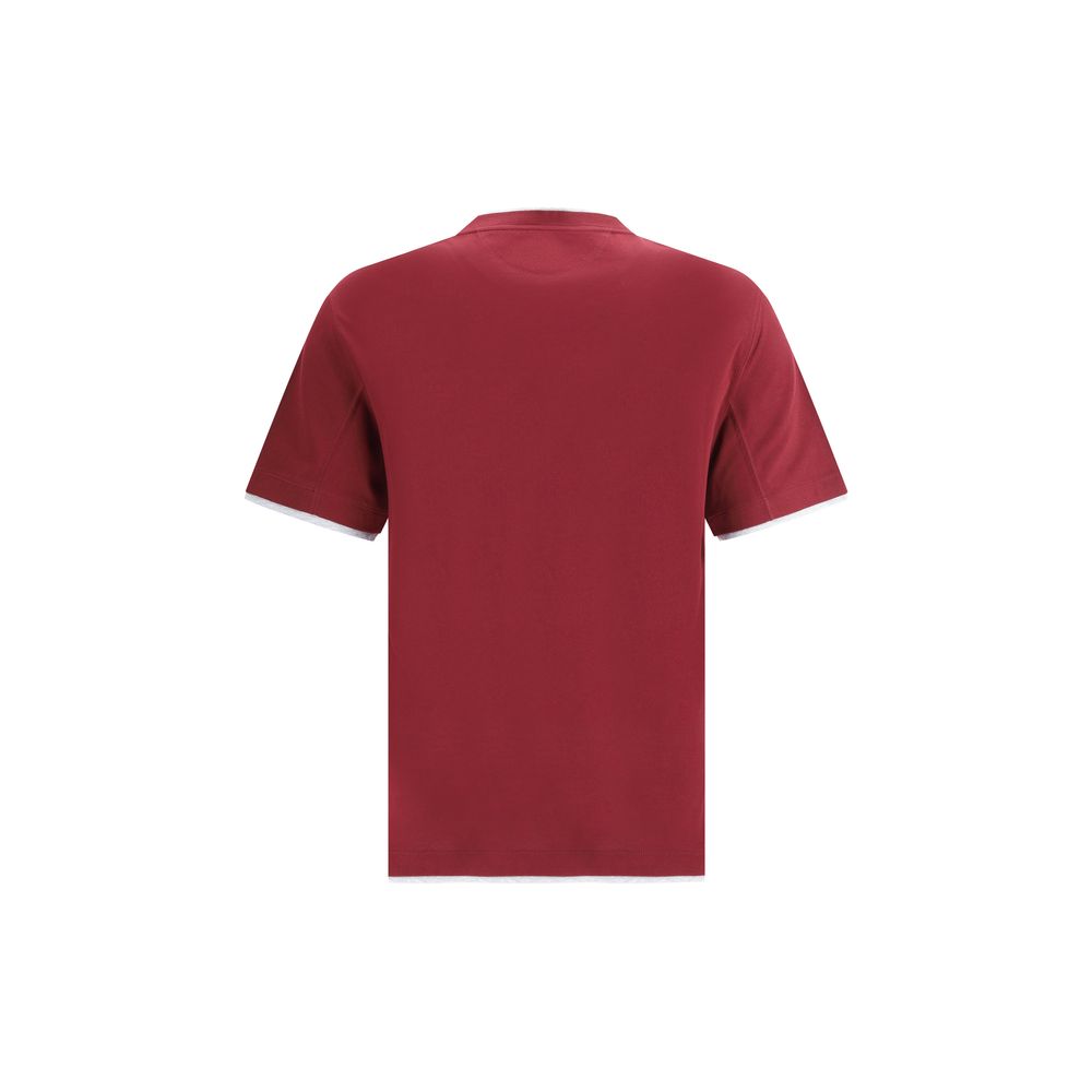 Brunello Cucinelli Bordeaux Cotton T-Shirt