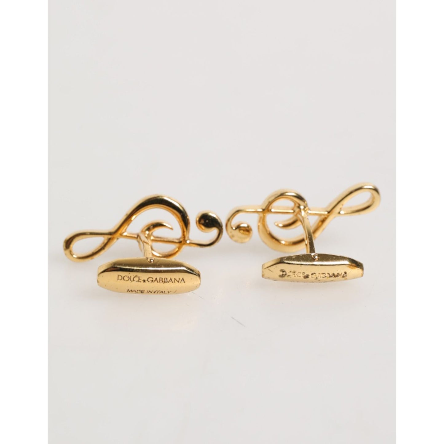 Dolce & Gabbana Gold Musical Note Metal Brass Pin Men Accessory Cufflinks SMY10675