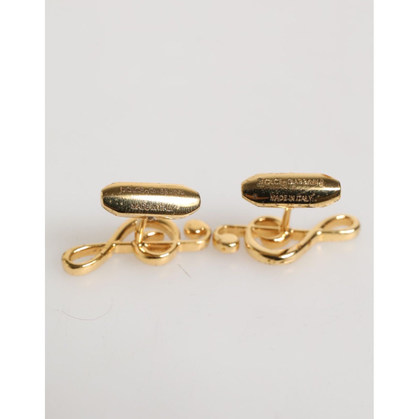 Dolce & Gabbana Gold Musical Note Metal Brass Pin Men Accessory Cufflinks SMY10675