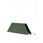 Amina Muaddi Mini Black Satin And Green Crystals Shoulder Bag AMNMD30725BG