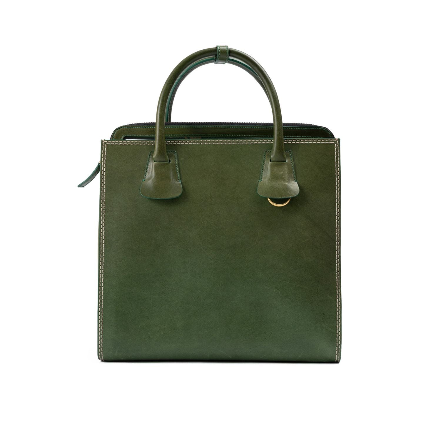 Front view with bag zipped and handles upright.