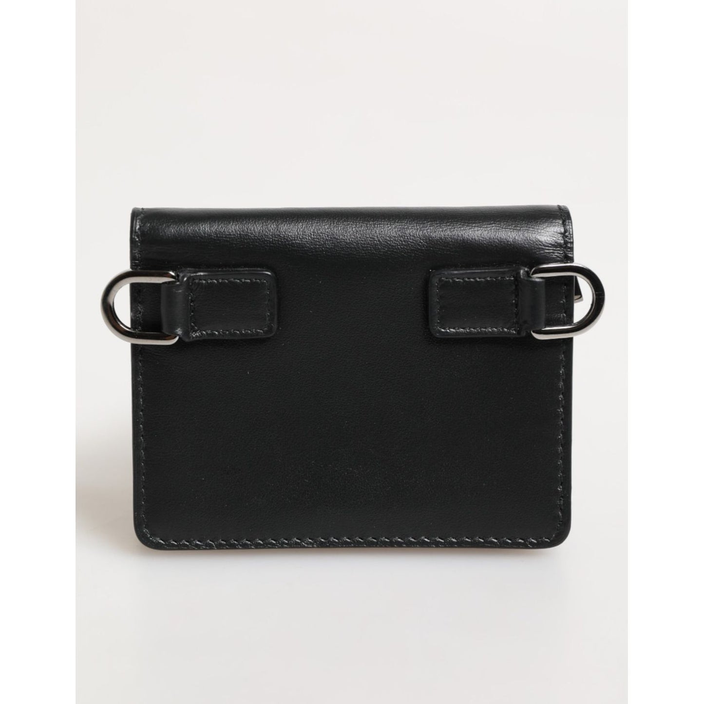 Dolce & Gabbana Black Leather DG Logo Bifold Card Holder Men Borse Wallet