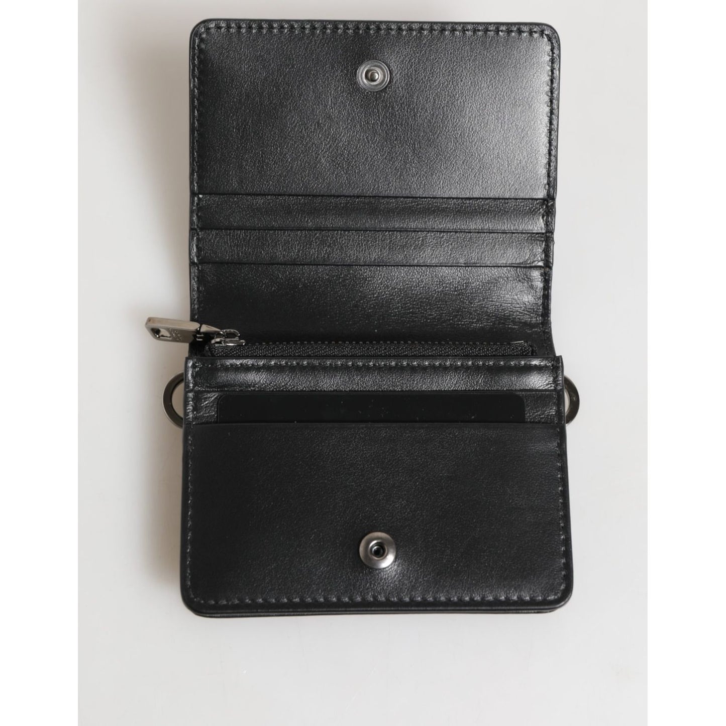 Dolce & Gabbana Black Leather DG Logo Bifold Card Holder Men Borse Wallet