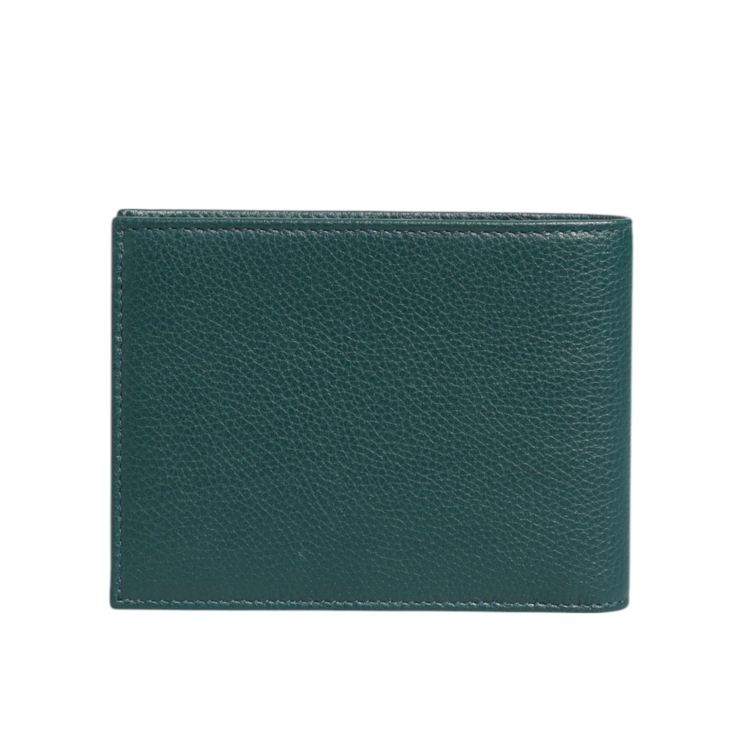 Dolce & Gabbana Green Leather DG Logo Plaque Bifold Card Holder Wallet