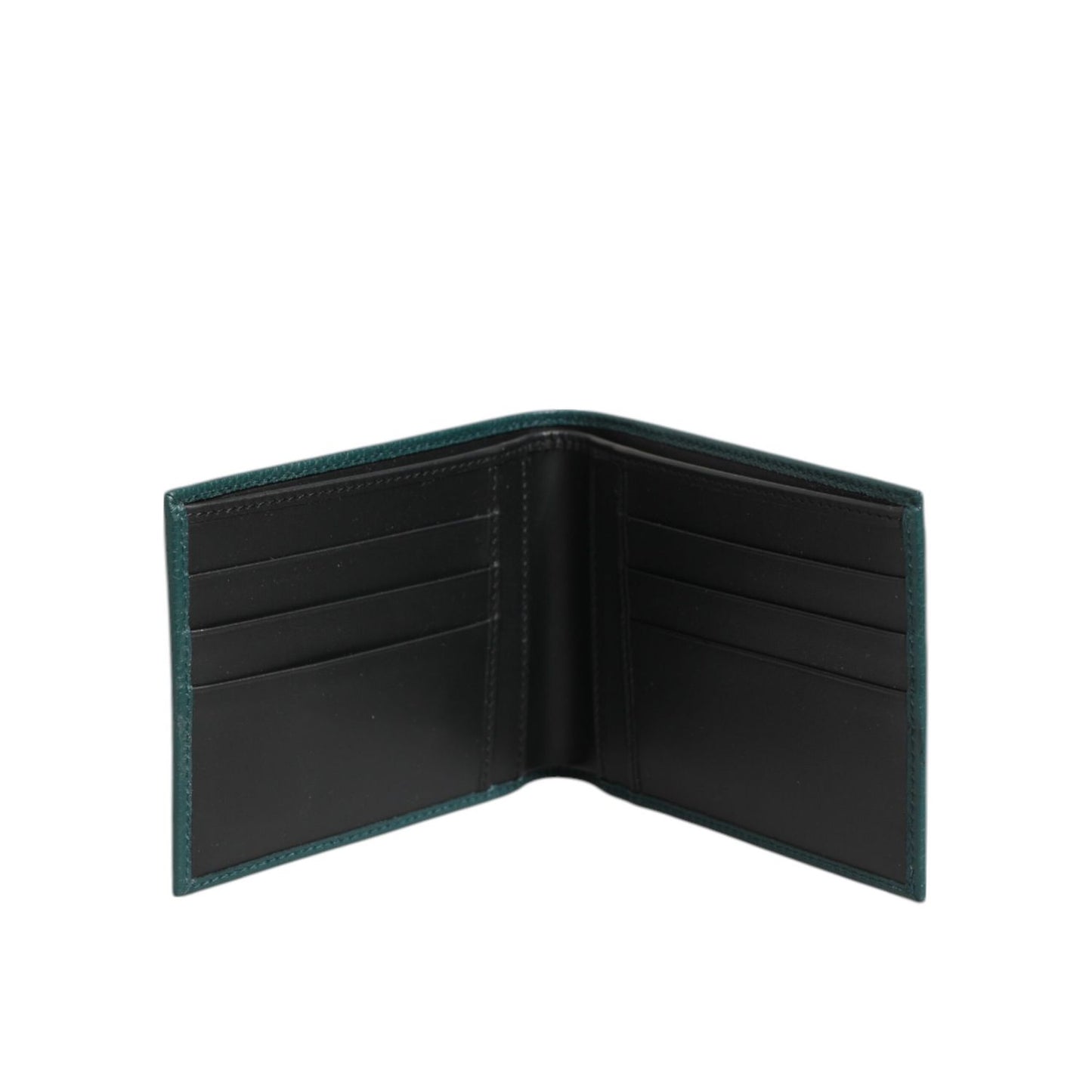 Dolce & Gabbana Green Leather DG Logo Engrave Men Bifold Card Holder Wallet