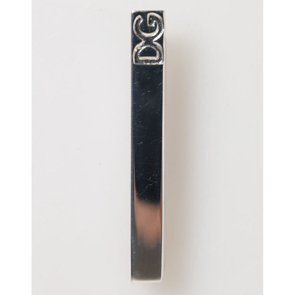 Dolce & Gabbana Silver Tone Brass Logo Branded Men Accessory Tie Clip Bar