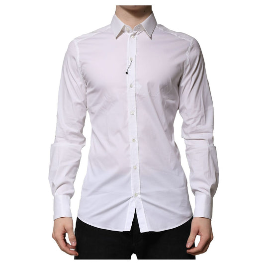 Dolce & Gabbana White Cotton GOLD Long Sleeves Formal Shirt TSH906710-37