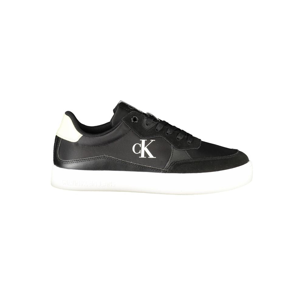 Calvin Klein Black Leather Men Sneaker with iconic logo and sleek design for modern style.