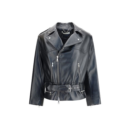 Alessandra Rich Black Leather Biker Jacket
