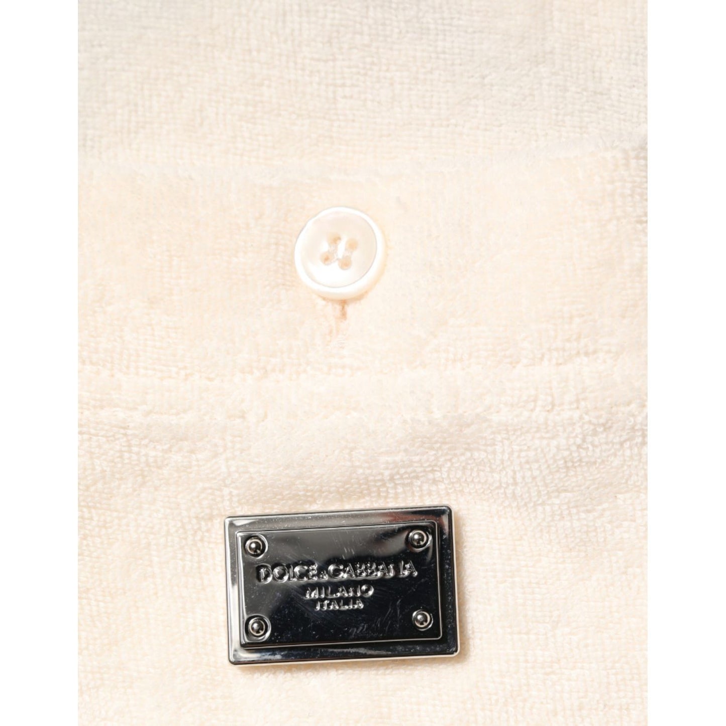 Dolce & Gabbana Ivory Cotton Terry Logo Pocket Polo T-shirt