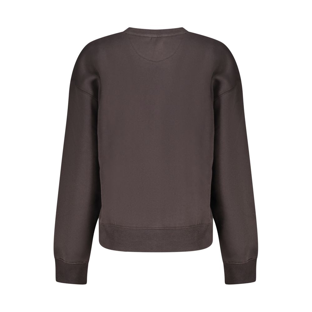 Back view of Pepe Jeans Black Cotton Women Sweater with long sleeves and crew neck, crafted from 70% organic cotton, showcasing eco-friendly fashion.