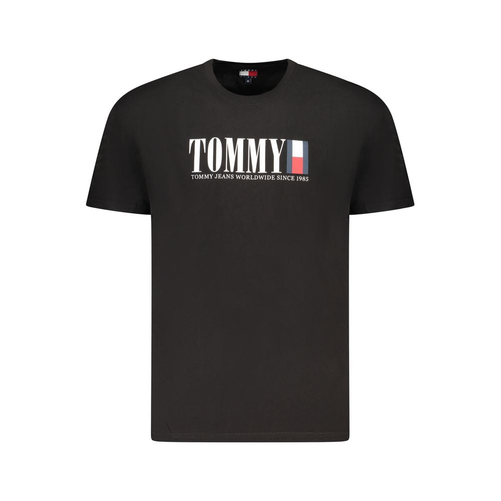 Tommy Hilfiger Black Cotton Men T-Shirt with logo print