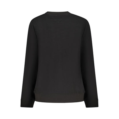 Back view of Tommy Hilfiger Black Cotton Women Sweater showcasing sleek style and classic American cool.