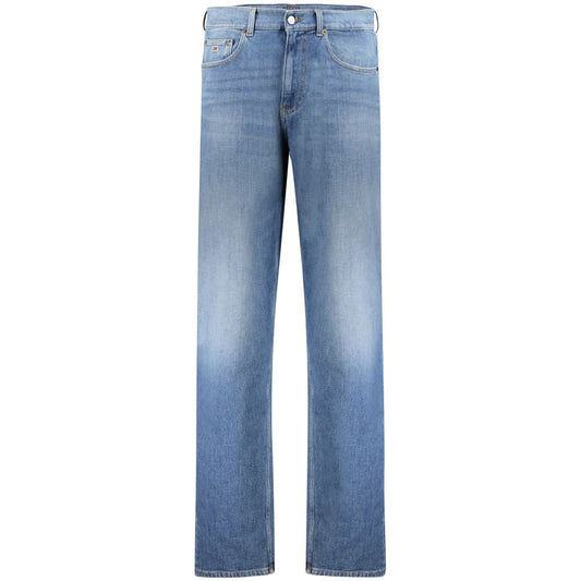 Tommy Hilfiger Blue Cotton Men Jeans with faded effect and embroidery logo detail