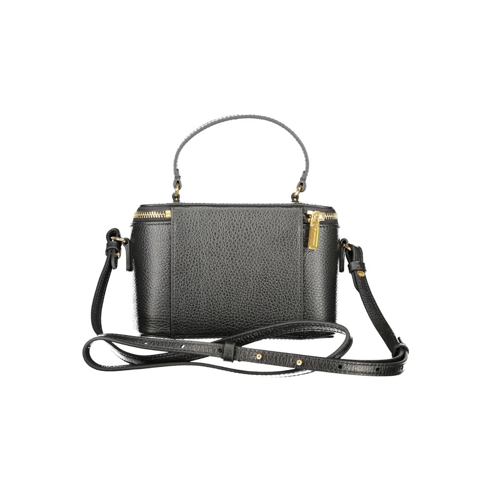 Coccinelle Black Leather Women Handbag with adjustable strap and practical design, showcasing Italian luxury and elegance.