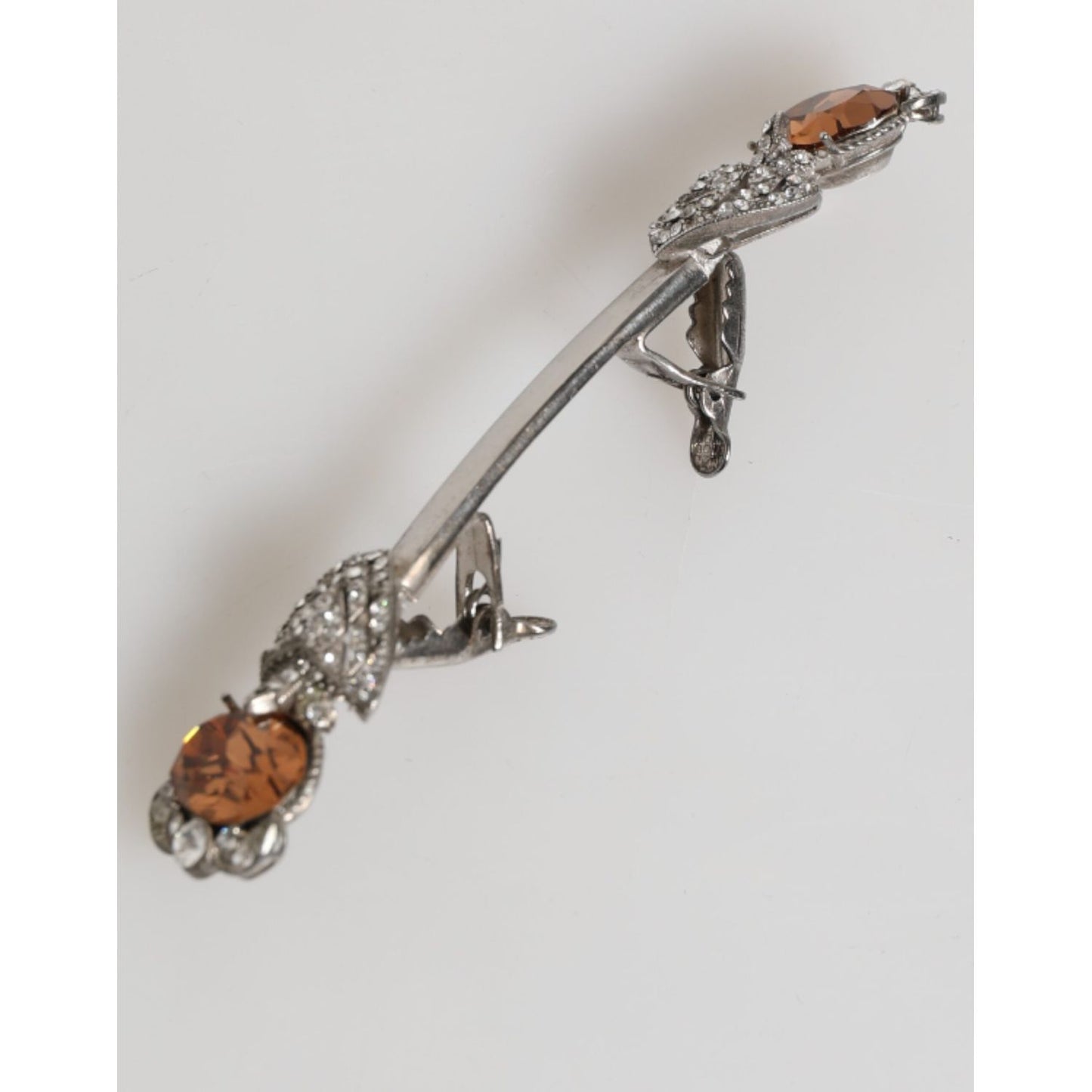 Dolce & Gabbana Lapel Pin 925 Sterling Silver Crystals Accessory Brooch