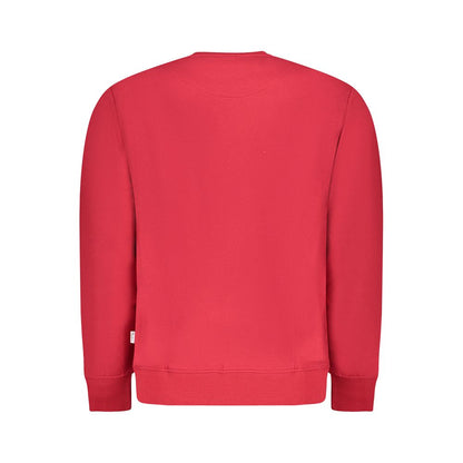 Back view of Pepe Jeans Red Cotton Men Sweater showcasing its vibrant color and luxurious finish.