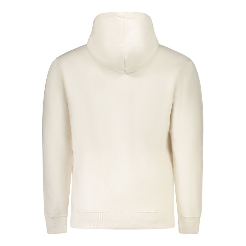 Pepe Jeans White Cotton Men Sweater - back view of sustainable cotton hoodie showcasing minimalist design and hood detail.