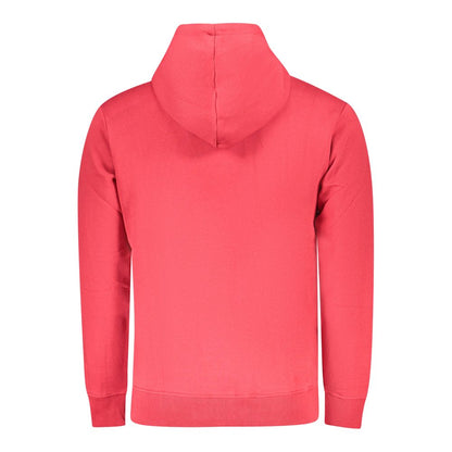 Pepe Jeans Red Cotton Men Sweater, sustainable and stylish, featuring a cozy long-sleeved design with signature logo and central pocket.