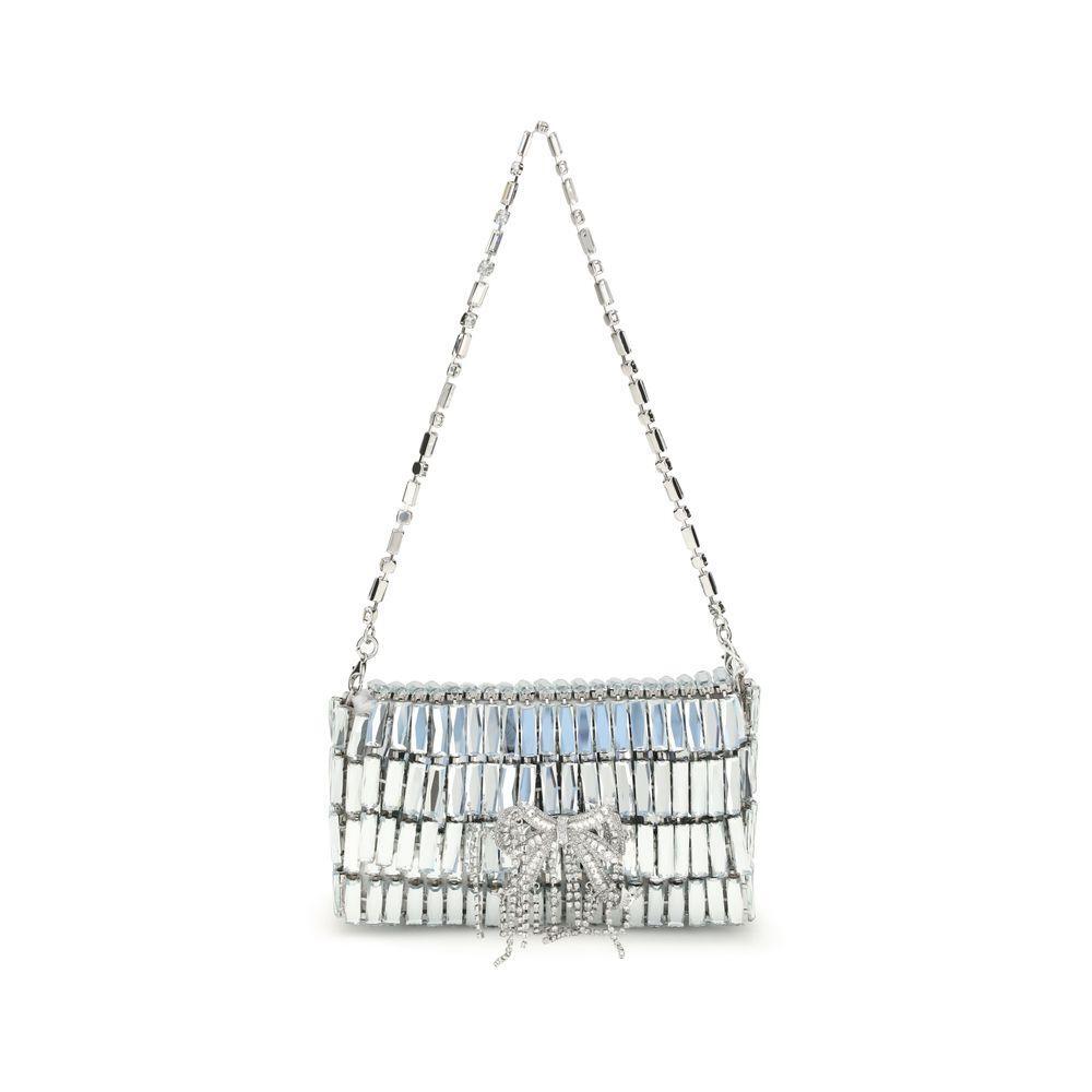 Self-Portrait Silver crystal bow mini Shoulder Bag SEAW25302SLSILVERBB