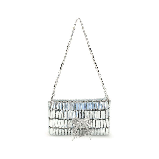 Self-Portrait Silver crystal bow mini Shoulder Bag SEAW25302SLSILVERBB