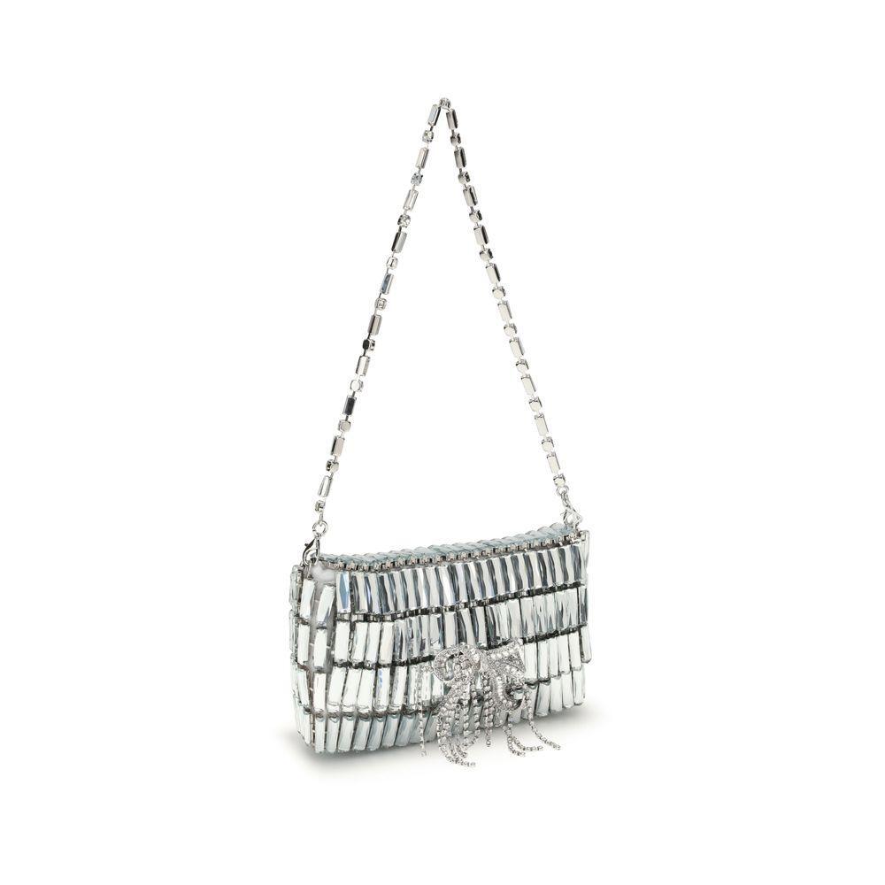 Self-Portrait Silver crystal bow mini Shoulder Bag SEAW25302SLSILVERBB
