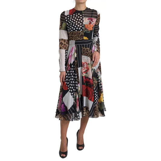 Dolce & Gabbana Multicolor Patchwork Floral Leopard Dress DR28871-46
