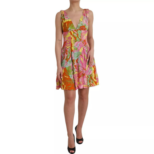 Dolce & Gabbana Multicolor Floral Silk Flared Mini Dress DR281172-40