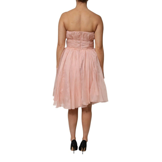 Dolce & Gabbana Pink Silk Chiffon A-line Pleated Midi Dress DR81480-42