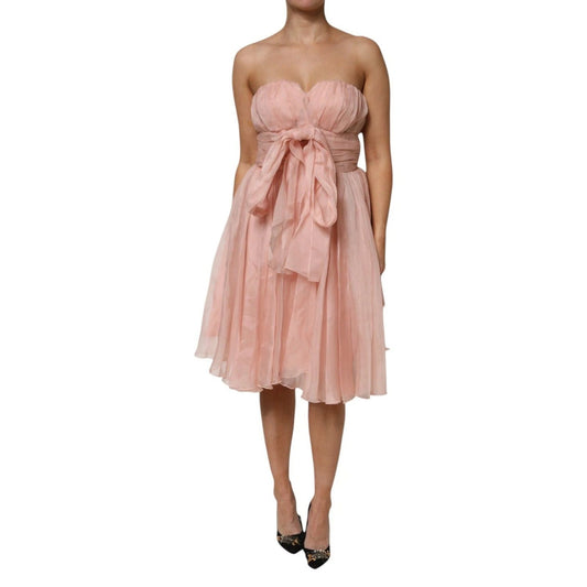 Dolce & Gabbana Pink Silk Chiffon A-line Pleated Midi Dress DR81480-42