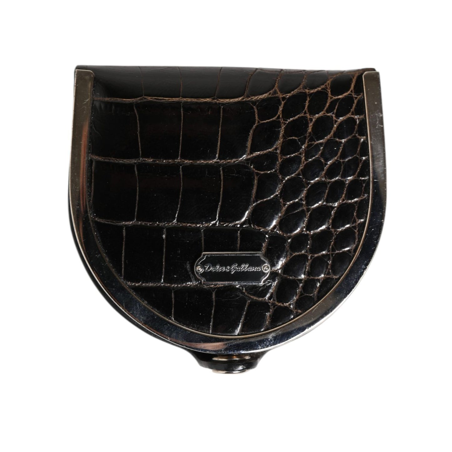 Dolce & Gabbana Black Polished Crocodile Leather Mens Coin Purse Wallet