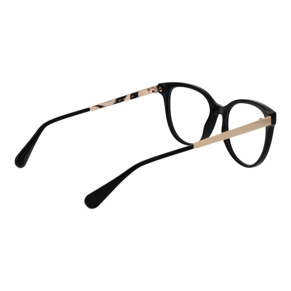 Max & Co Black Women Glasses Frame in black plastic with full-rim round style, featuring demo lenses, temple length 140mm. Includes branded case.
