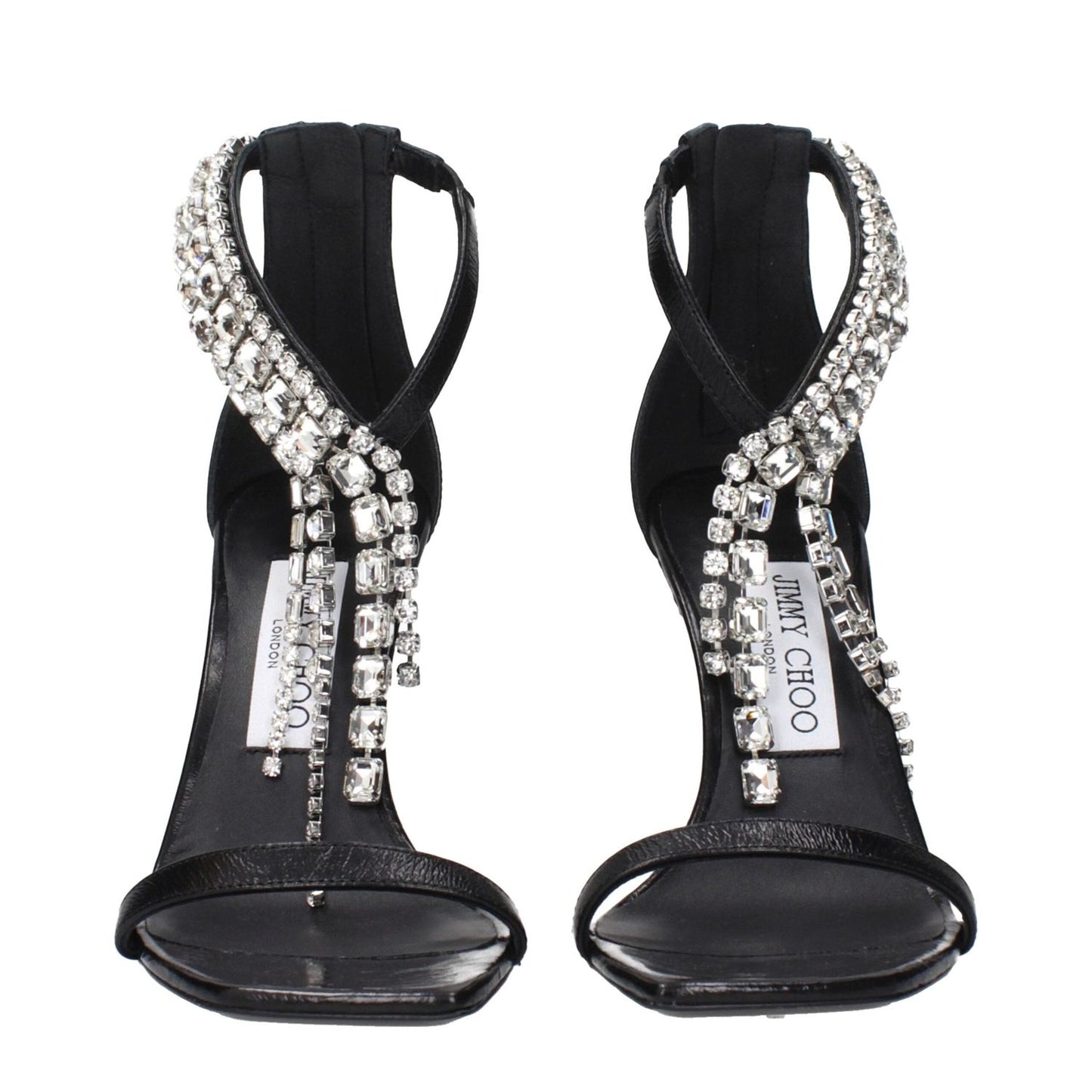 Jimmy Choo Black Leather Stiletto Heels Sandals JI-15268601233673-EU36/US6