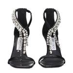 Jimmy Choo Black Leather Stiletto Heels Sandals JI-15268601233673-EU36/US6