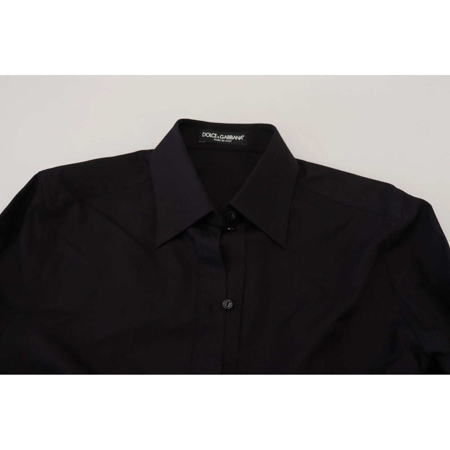 Dolce & Gabbana Black Cotton Collared Long Sleeves Shirt TSH83769-38